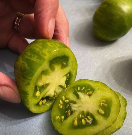 Green zebra tomato seeds from Fuschia Design Shop